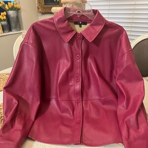 Fuschia, faux leather jacket. Beautiful stitching! Size large